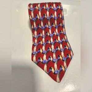 Robert Talbott Studio Bold Stylish Print Men’s Necktie, Red + vibrant pattern.
